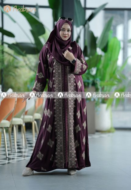Shahjadi Embroidery Abaya - Purple