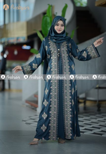 Shahjadi Embroidery Abaya - Sea Green