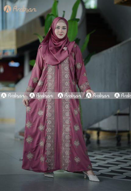 Shahjadi Embroidery Abaya - Deep Pink