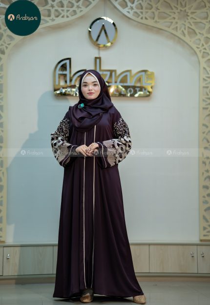Naqsha Embroidery Abaya - Purple