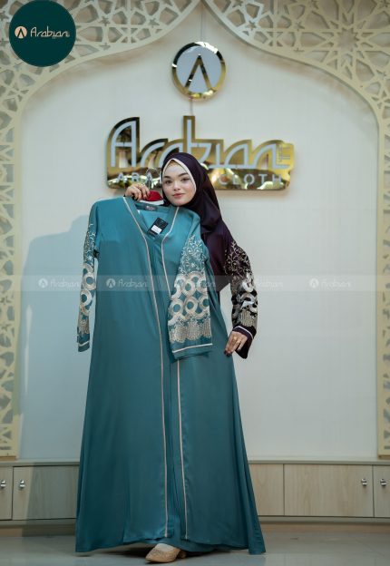 Naqsha Embroidery Abaya - Pastel Blue