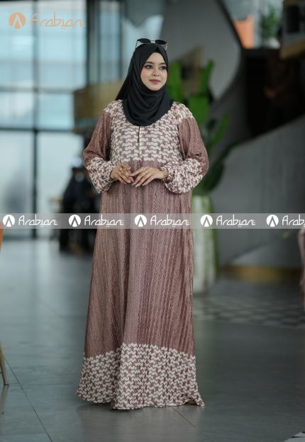 Hazelnut Mosaic Crap Silk Abaya