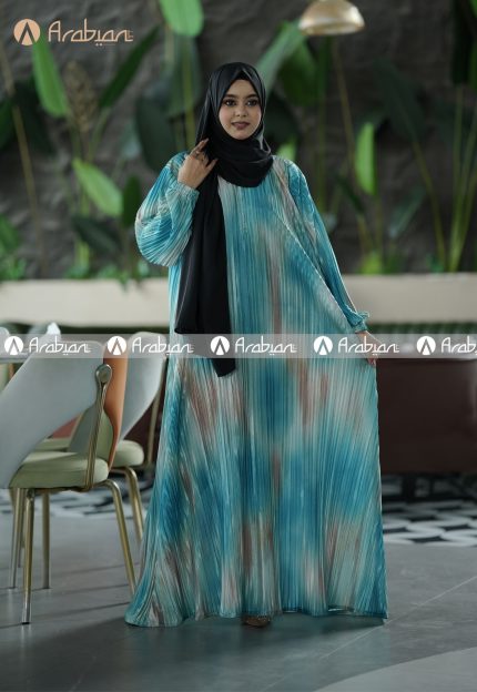 Aqua Marble Crap Silk Abaya