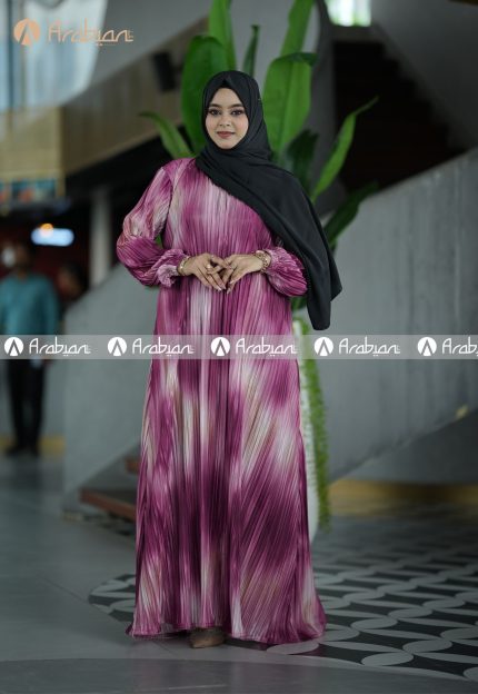 Plum Marble Crap Silk Abaya
