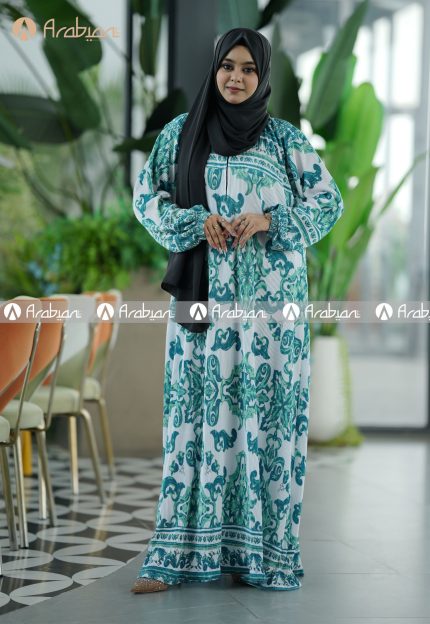 Ocean Breeze Crap Silk Abaya